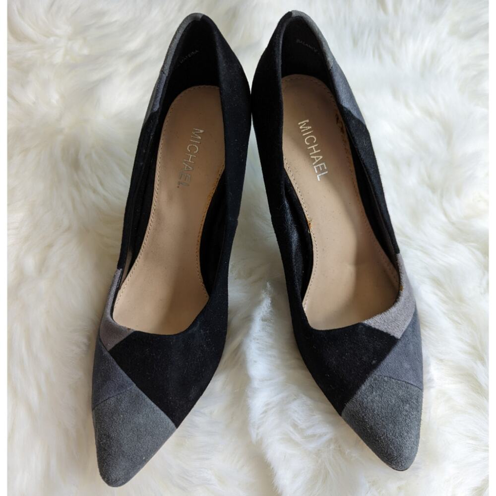 Michael Gray and Black Color Block Suede Stiletto Sadiee Pumps sz 7 - Picture 2 of 7